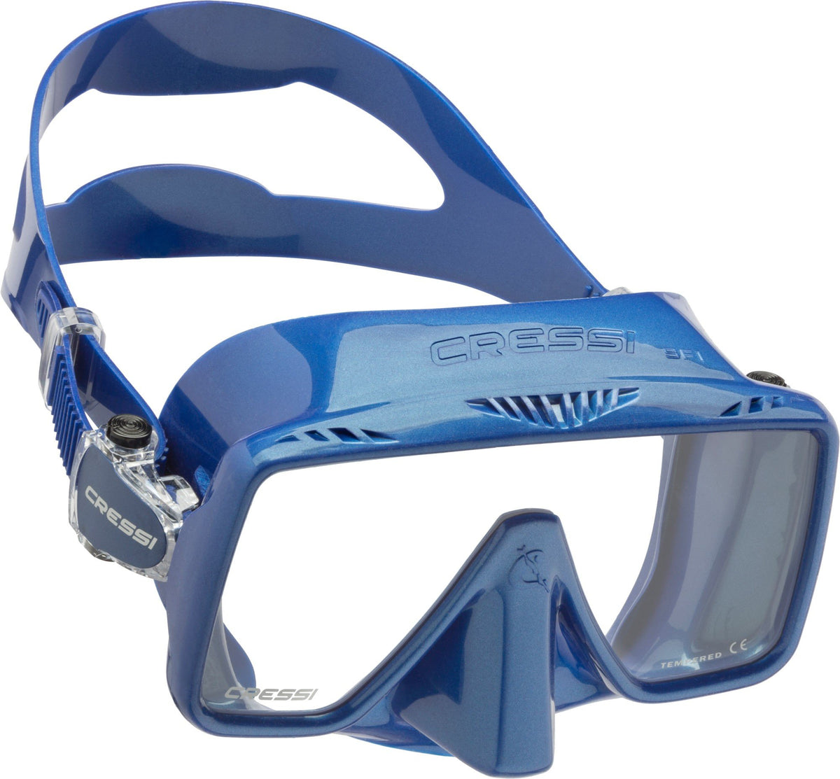 Cressi SF1 Metal Blue Frameless Single Lens Diving Mask - Blue