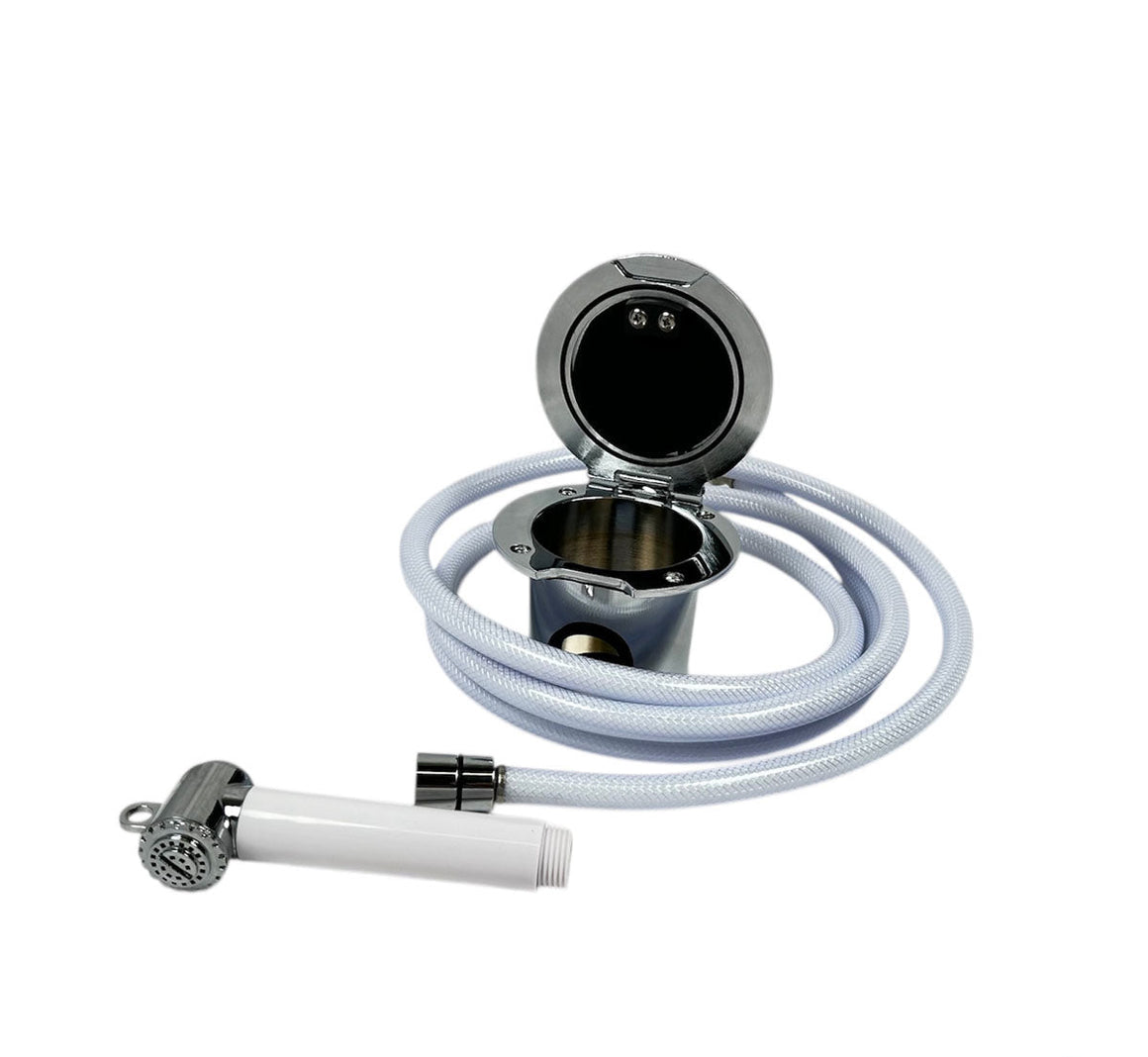Box doccia con doccia a pulsante ottone cromato e plastica Trem
