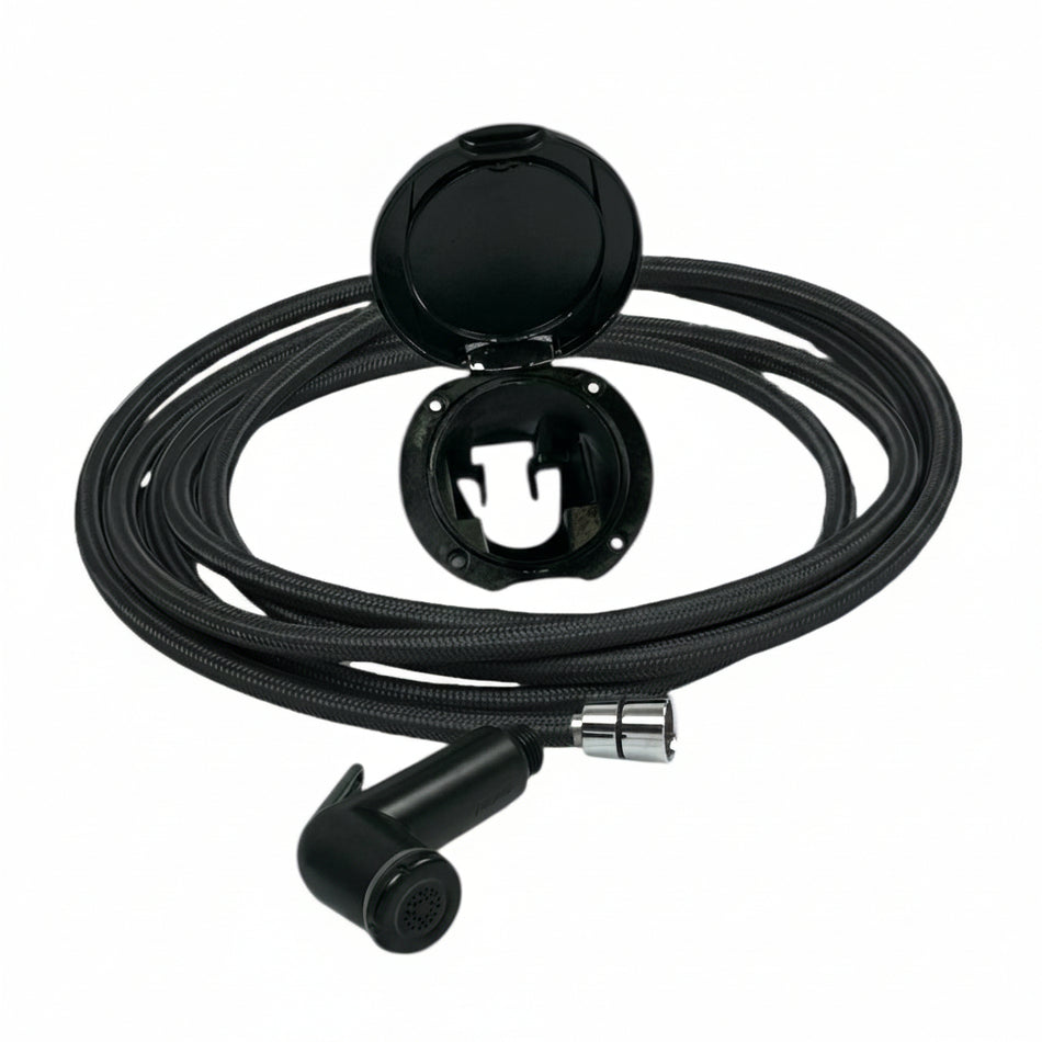 Box doccia nero con doccia a levetta nera Trem