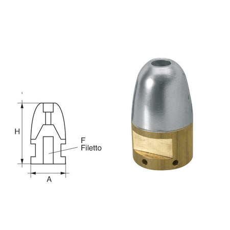 Anodo Riva RI-5 Ø40 ogiva bronzo RI008 - Polipodio FONP