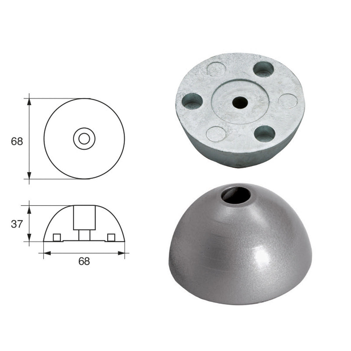 Anodo Flex-fold OG058 ogiva Ø59,4mm - Polipodio FONP