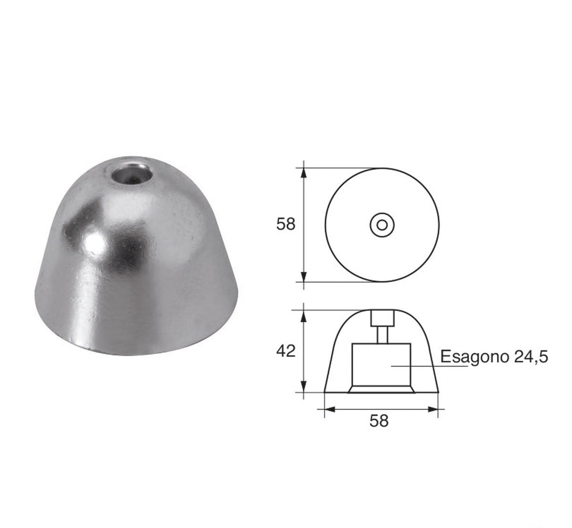Anodo Vetus esagonale 60 F-BC-2 - Polipodio FONP