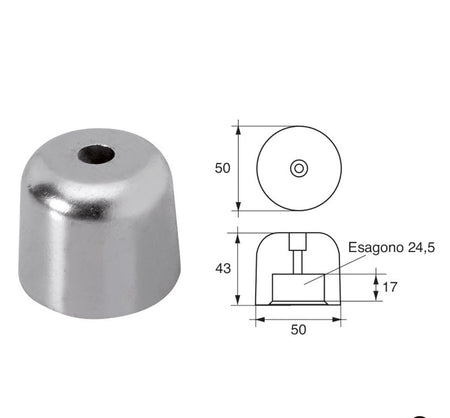 Anodo Vetus esagonale 50 F-BC-6 - Polipodio FONP