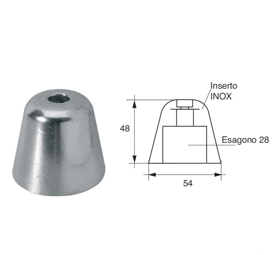 Anodo Vetus esagonale incassato F-BC-9 - Polipodio FONP