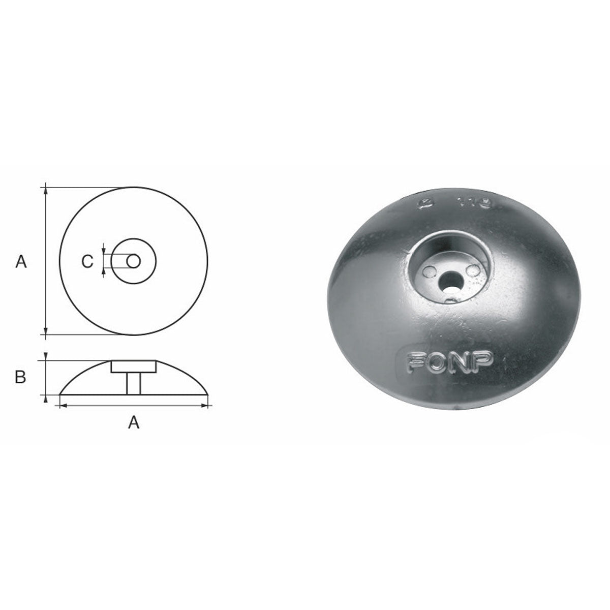 Anodo flange timone/scafo Polipodio - Zinco