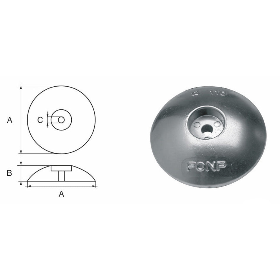 Anodo flange timone/scafo Polipodio - Zinco