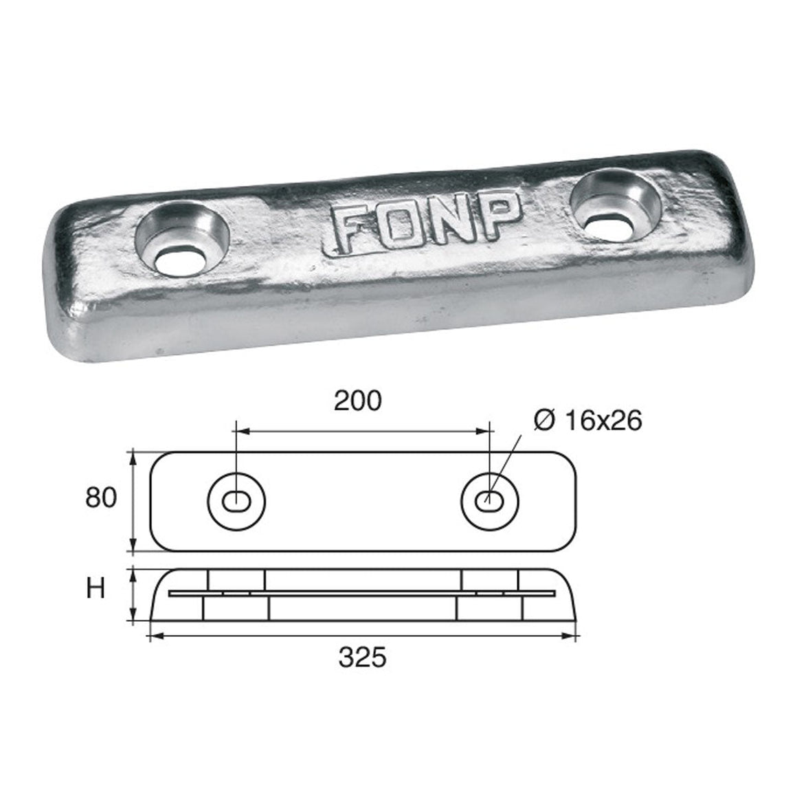 Anodo carena e specchio di poppa Polipodio FX-5B - Zinco