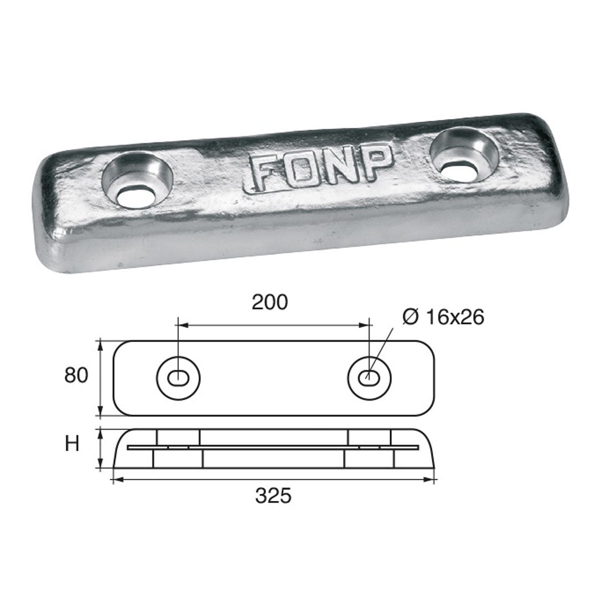 Anodo carena e specchio di poppa Polipodio FX-5B - Zinco
