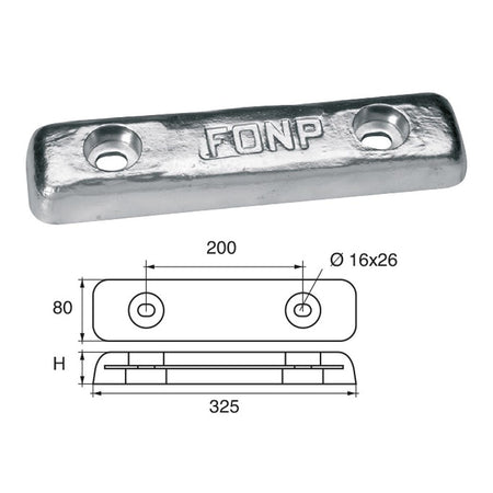 Anodo carena e specchio di poppa Polipodio FX-5B - Zinco