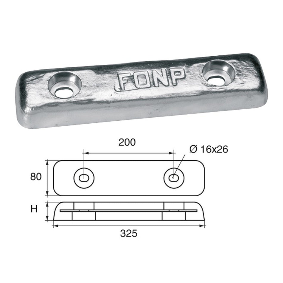 Anodo carena e specchio di poppa Polipodio FX-5B - Zinco