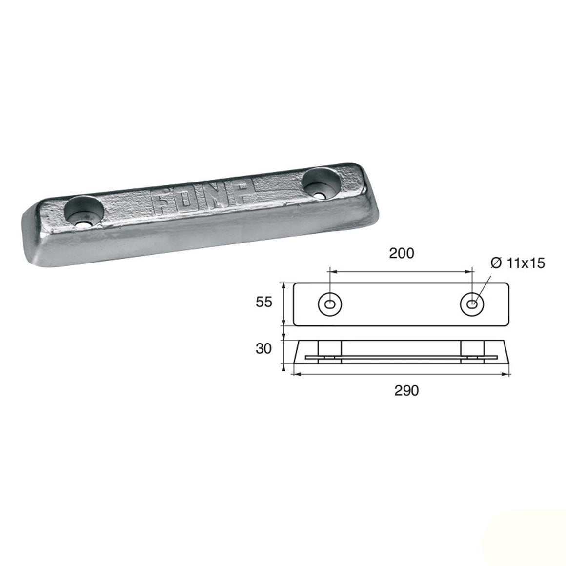 Anodo carena Polipodio FX-3 - Zinco