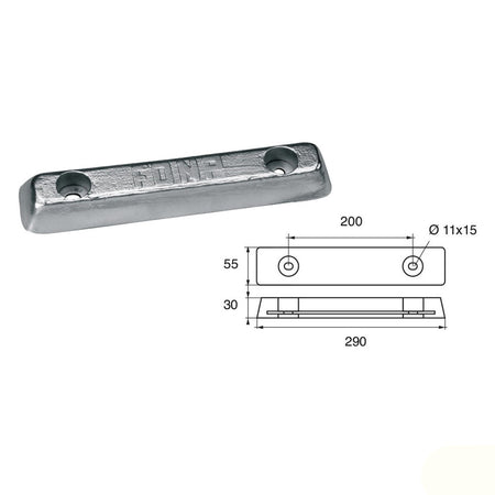 Anodo carena Polipodio FX-3 - Zinco