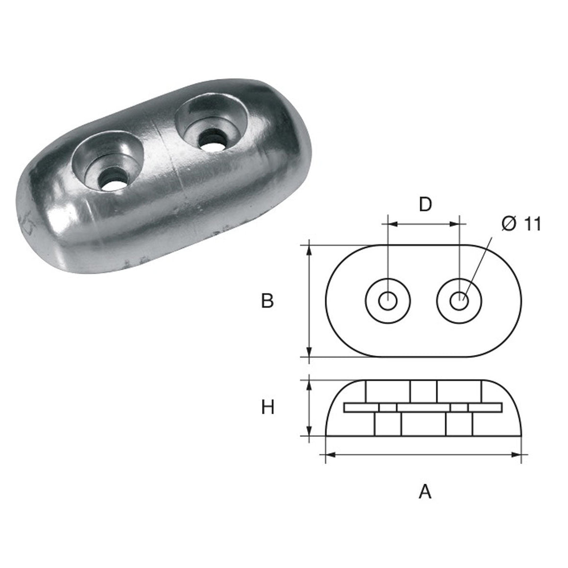 Anodo carena Polipodio FX-1 - Zinco