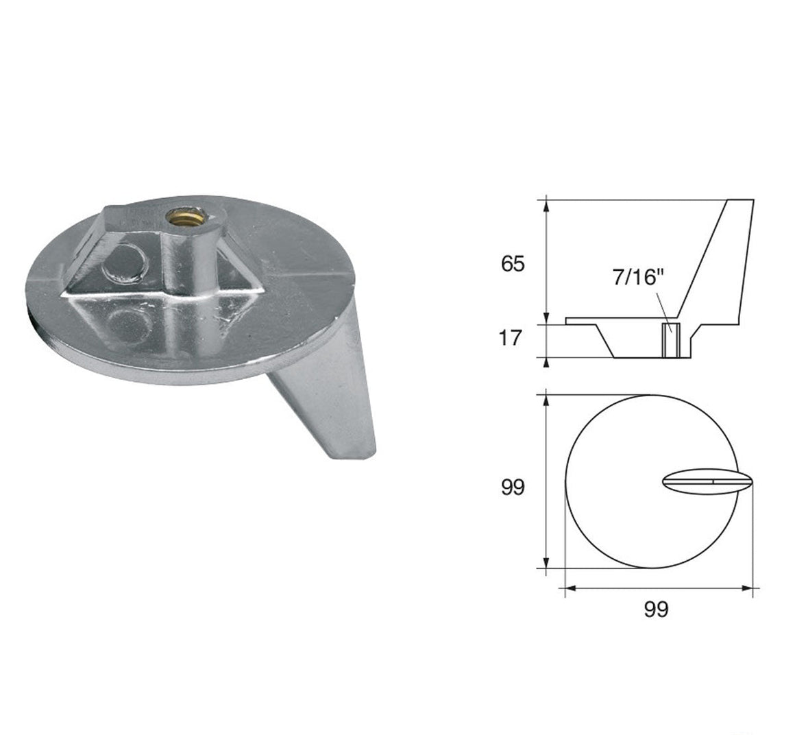 Anodi per motori Mercury Mercruiser FM-12 Elica Inox HP 50-140 Bravo One