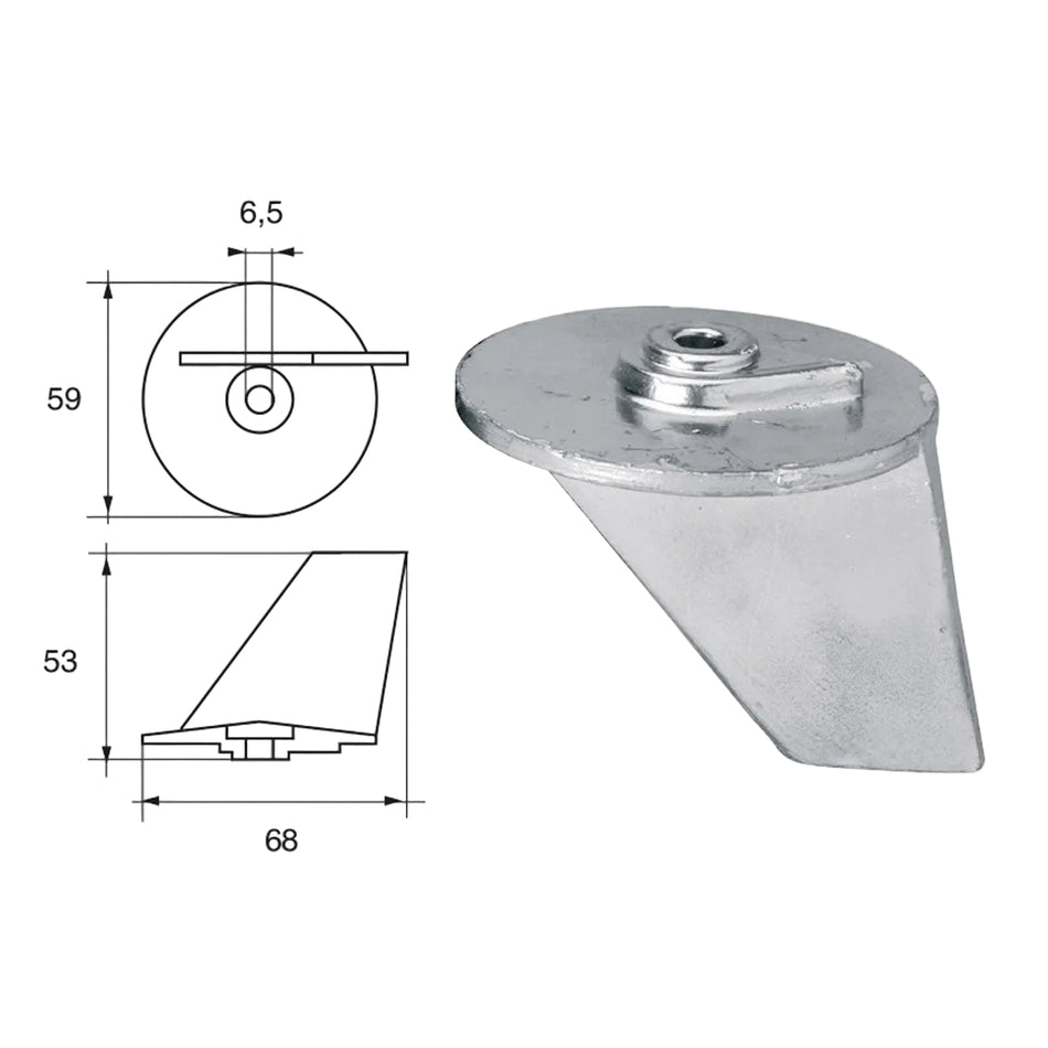 Anodo per motori Tohatsu-Nissan F-T0-2 HP 25-50 MEGA - Polipodio FONP