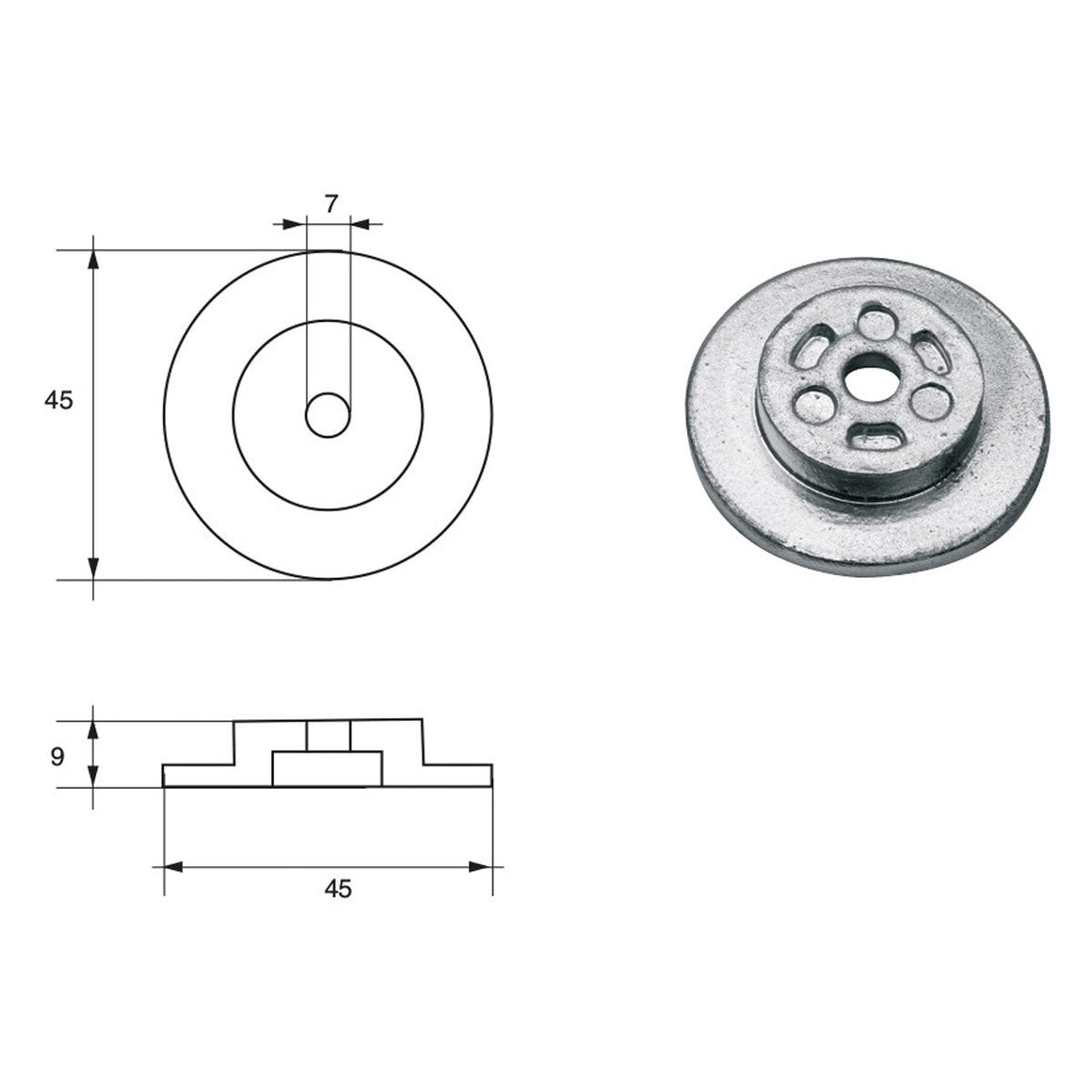 Anodo per motori Tohatsu-Nissan F-T0-6 HP 40-140 - Polipodio FONP
