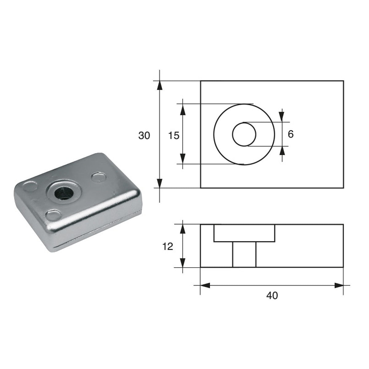 Anodo per motori Suzuki FM-10/S HP 40-115 - Polipodio FONP