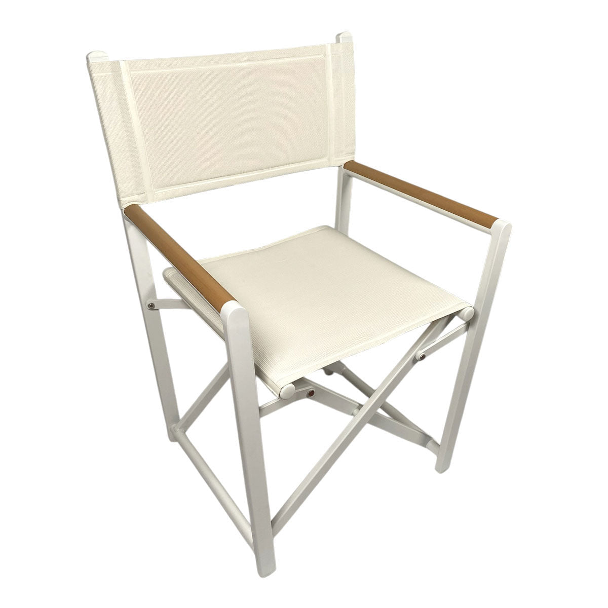 Poltroncina Pieghevole Deco Wood - Bianca con Inserti in Legno
