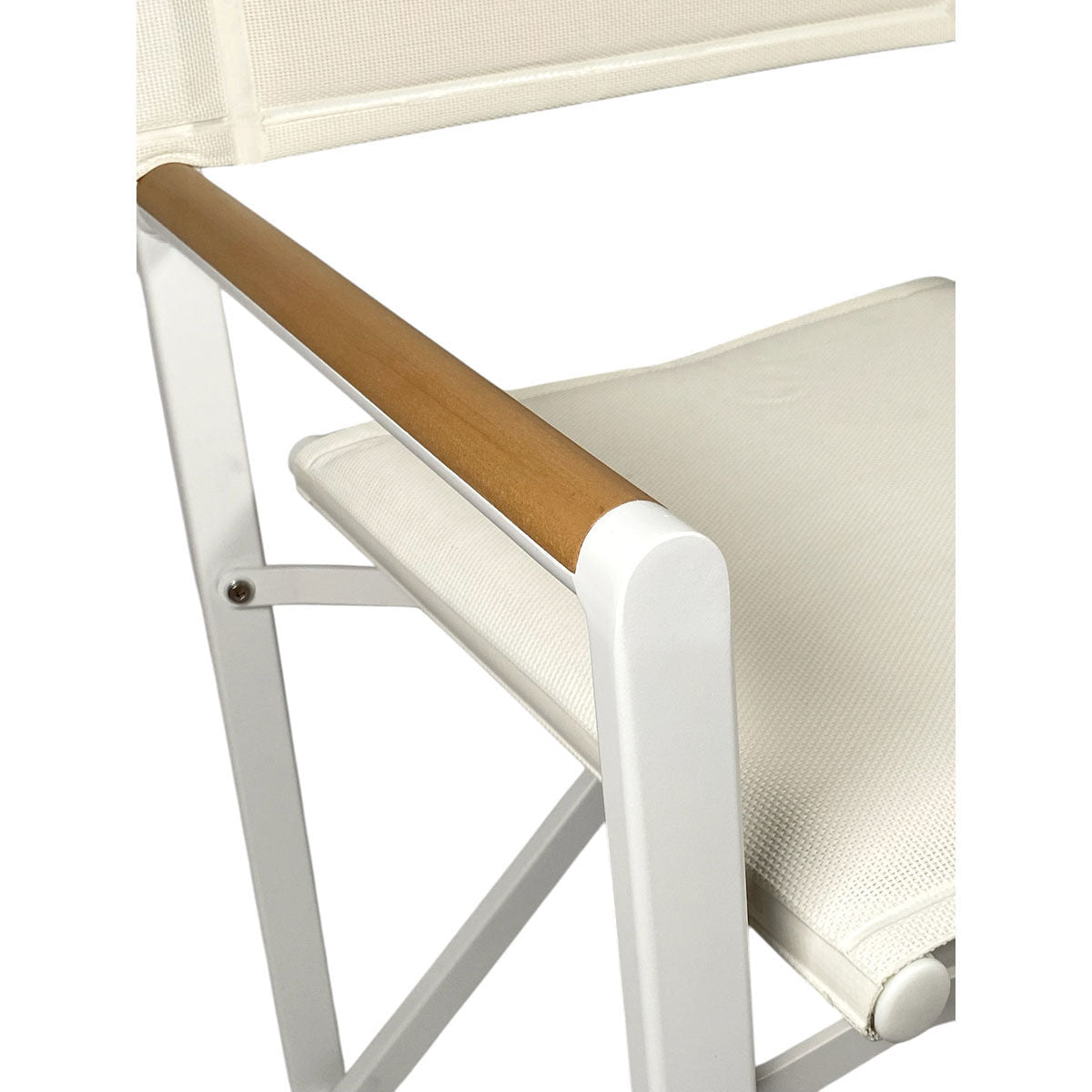 Poltroncina Pieghevole Deco Wood - Bianca con Inserti in Legno