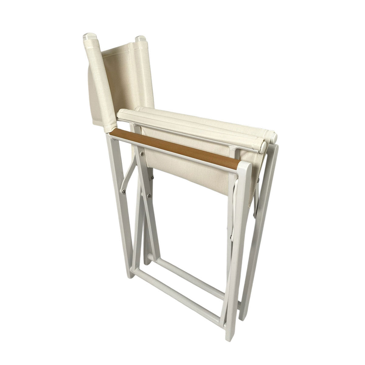 Poltroncina Pieghevole Deco Wood - Bianca con Inserti in Legno