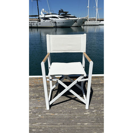 Poltroncina Pieghevole Deco Wood - Bianca con Inserti in Legno
