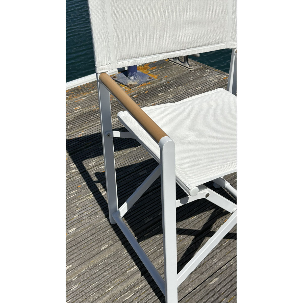 Poltroncina Pieghevole Deco Wood - Bianca con Inserti in Legno