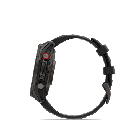 Garmin fenix 8 Pro 47mm vista laterale Carbon Gray