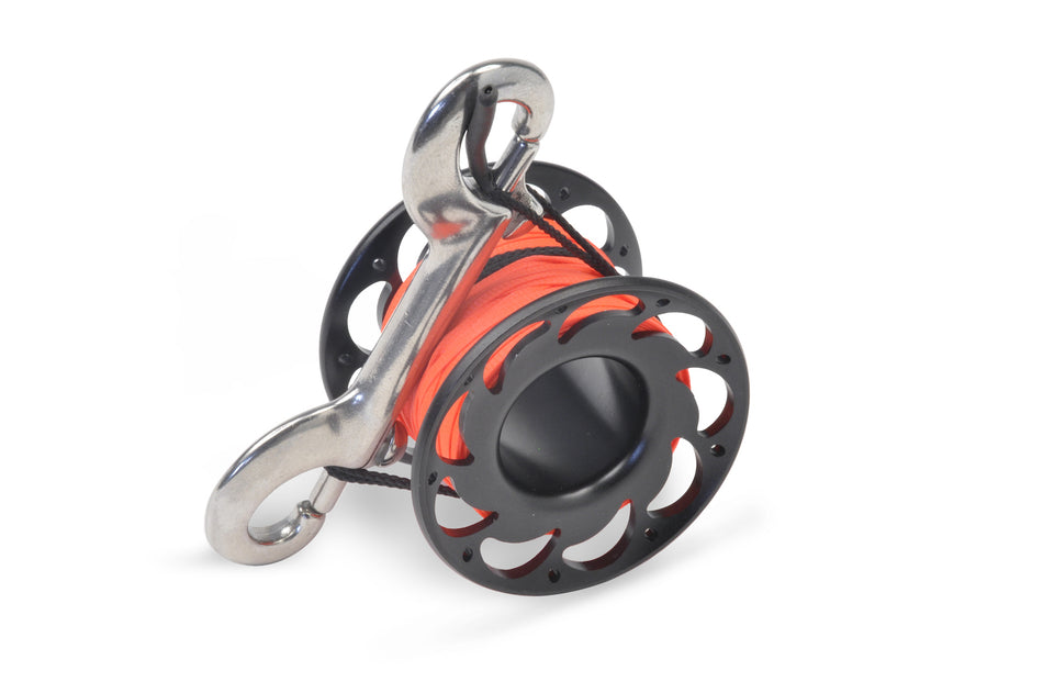 Best Divers Mini Reel Aluminium Flat Orange Line 15mt