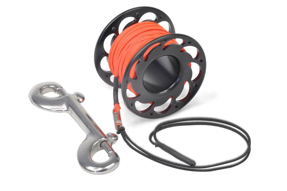 Best Divers Mini Reel Aluminium Flat Orange Line 15mt