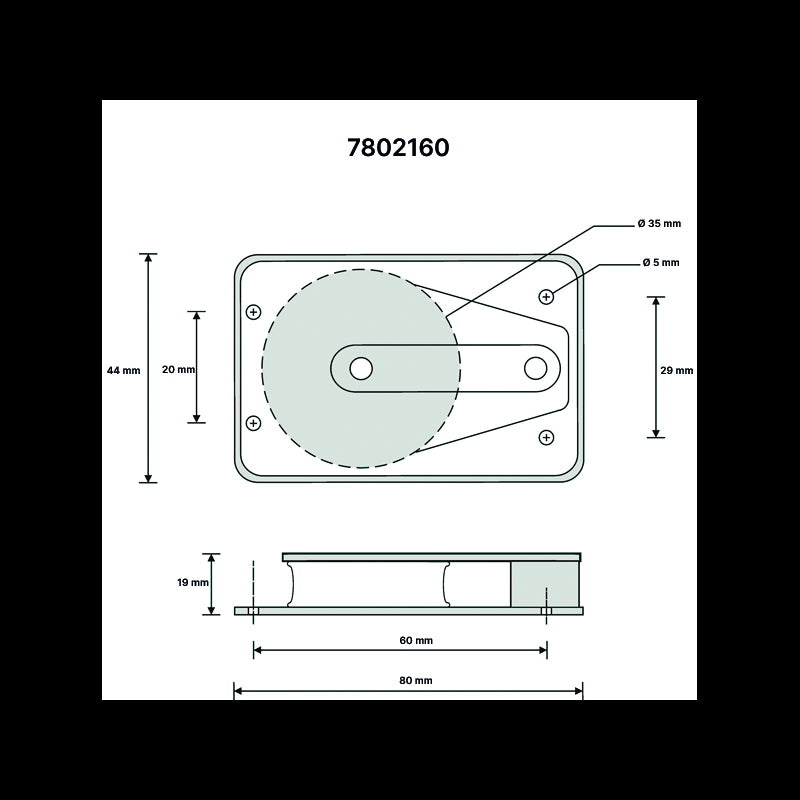 Barton Poulie simple à embase plate Ø 8 mm