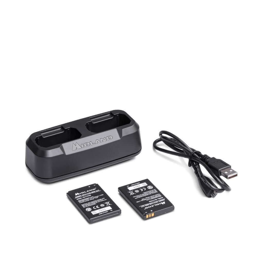 Caricabatterie Midland per radio con batterie e cavo USB