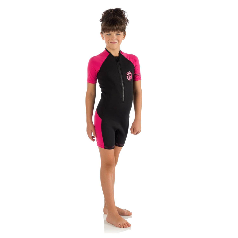 Cressi Little Shark Shorty Kids Neoprene Wetsuit 2mm - Black/Pink