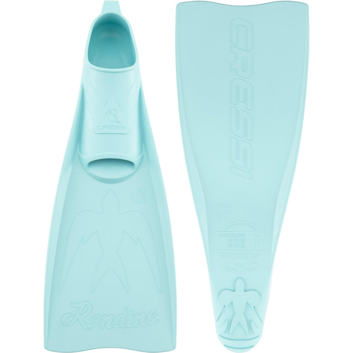Cressi Rondine Long pinne a scarpetta chiusa acquamarina