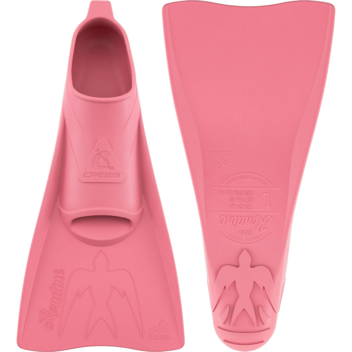 Pinne da nuoto Cressi Rondine Swim rosa, vista della pala corta