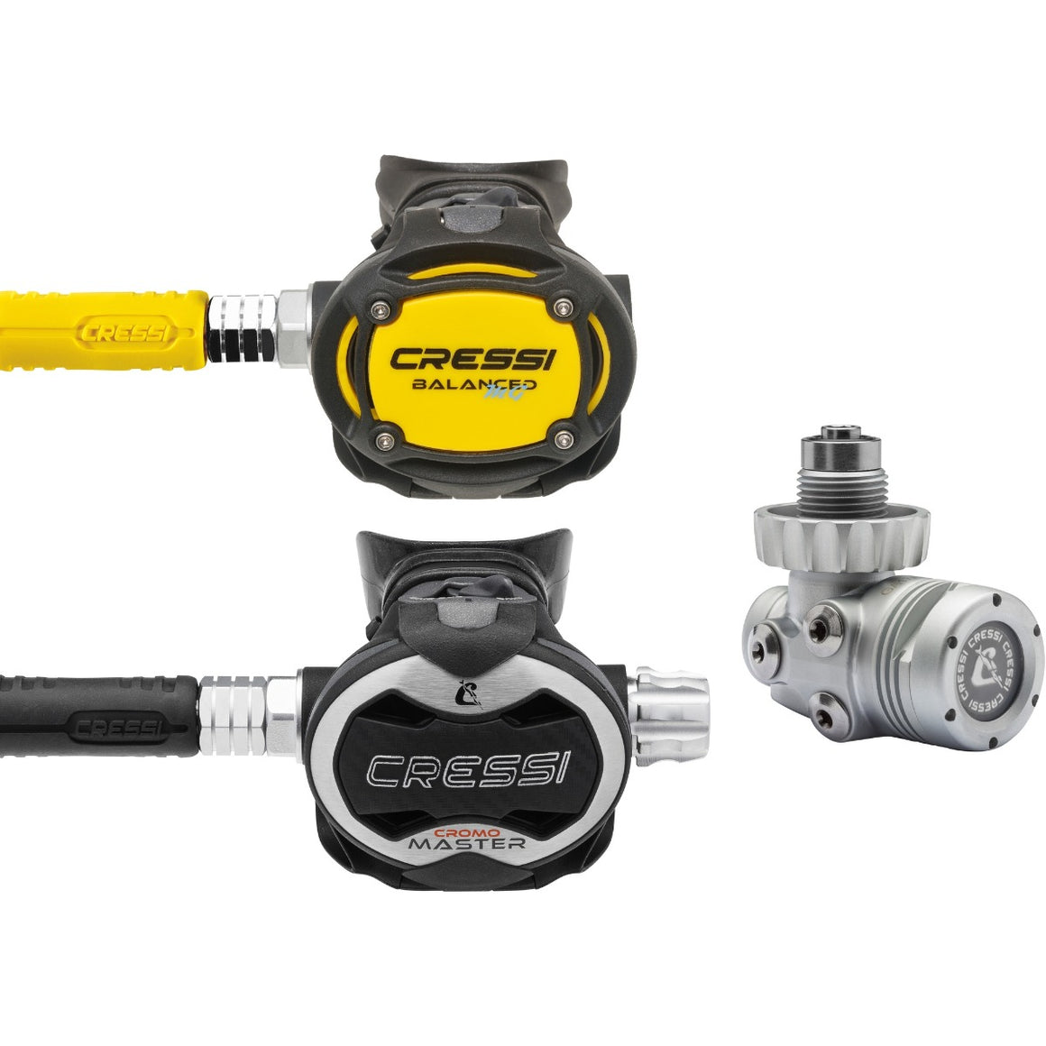 Erogatore Cressi T10 SC + Master Cromo + MG Balanced Octopus con attacco DIN 300