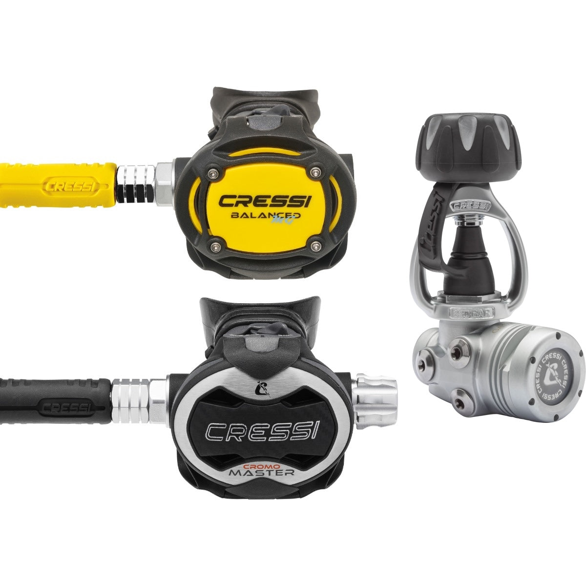 Erogatore Cressi T10 SC + Master Cromo + MG Balanced Octopus con attacco INT (Yoke)