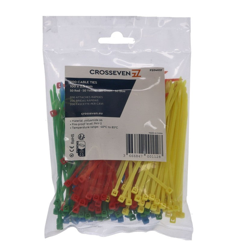 Crosseven Colored Nylon Cable Ties 100x2.5mm - 200 pieces