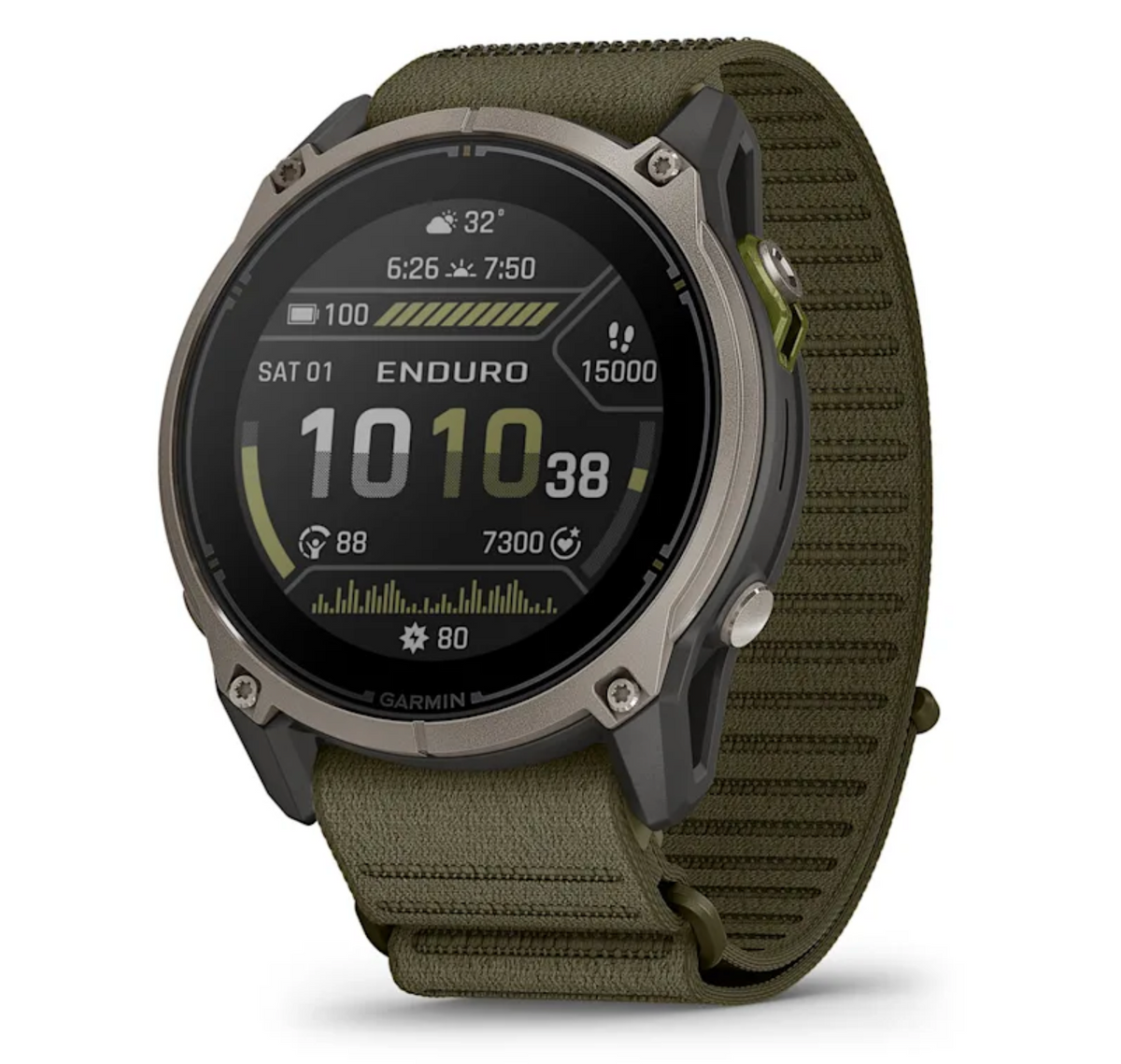 Garmin Enduro 4 51mm sportwatch Solar Titanium con cinturino ComfortFit Olive - vista 1