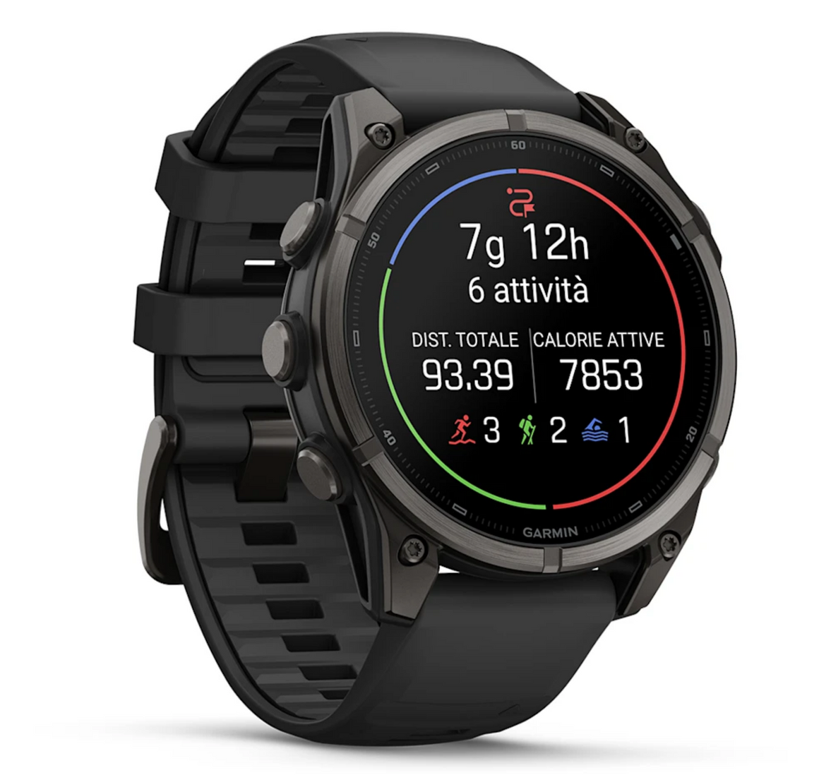 Garmin fēnix 9 47mm sportwatch Carbon Gray DLC Titanium con cinturino Black/Pebble Gray - vista 3