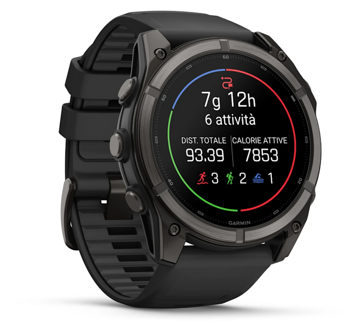 Garmin fēnix 9 51mm sportwatch Carbon Gray DLC Titanium con cinturino Black/Pebble Gray - vista 3
