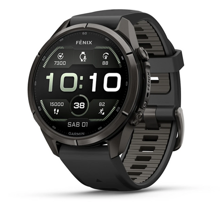Garmin fēnix 9 Pro iR 43mm sportwatch Carbon Gray DLC Titanium con cinturino Black/Pebble Gray - vista 1