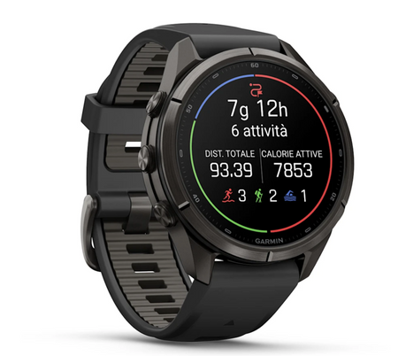 Garmin fēnix 9 Pro iR 43mm sportwatch Carbon Gray DLC Titanium con cinturino Black/Pebble Gray - vista 3