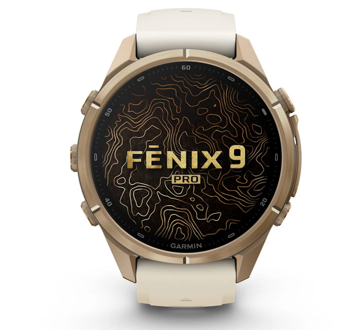 Garmin fēnix 9 Pro iR 43mm sportwatch Gold PVD Titanium con cinturino Cream/French Gray - vista 2