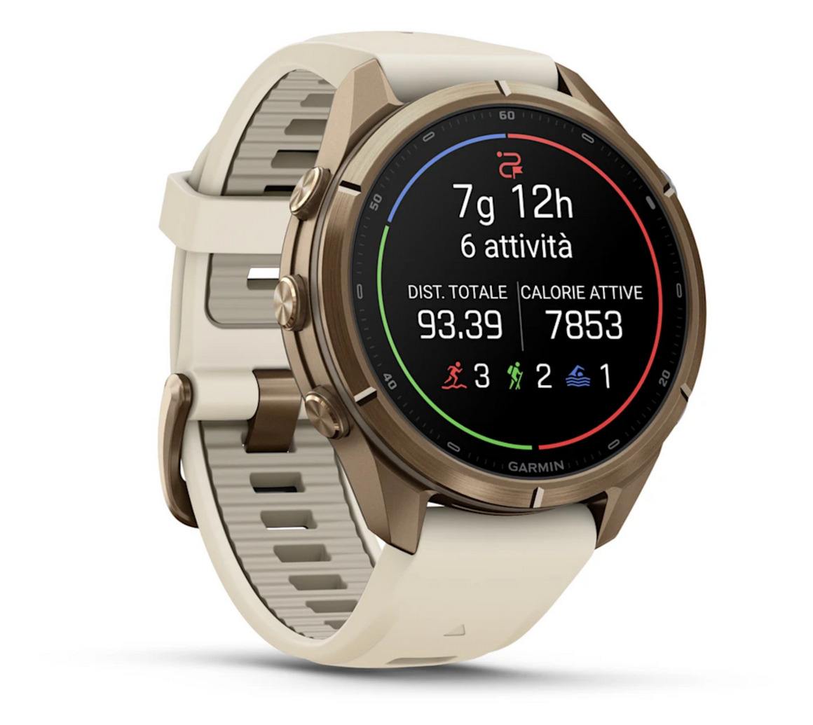 Garmin fēnix 9 Pro iR 43mm sportwatch Gold PVD Titanium con cinturino Cream/French Gray - vista 3