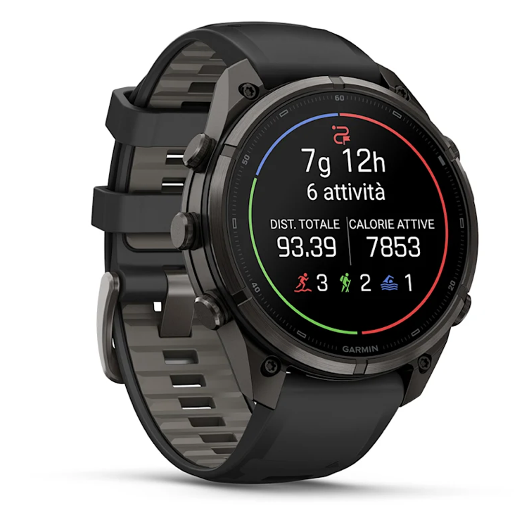 Garmin fēnix 9 Pro iR 47mm sportwatch Carbon Gray DLC Titanium con cinturino Black/Pebble Gray - vista 3