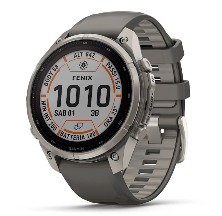 Garmin fēnix 9 Pro iR 47mm sportwatch Solar Titanium con cinturino Pebble Gray/Silver Gray - vista 1