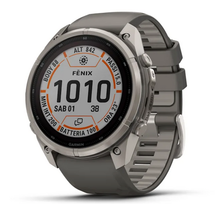 Garmin fēnix 9 Pro iR 51mm sportwatch Solar Titanium con cinturino Pebble Gray/Silver Gray - vista 1