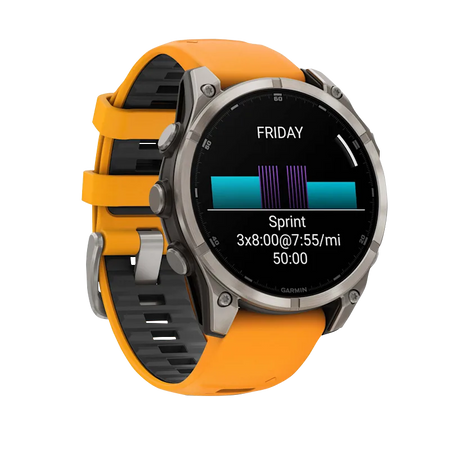 Garmin fenix 8 47mm Amoled vista laterale Spark Orange