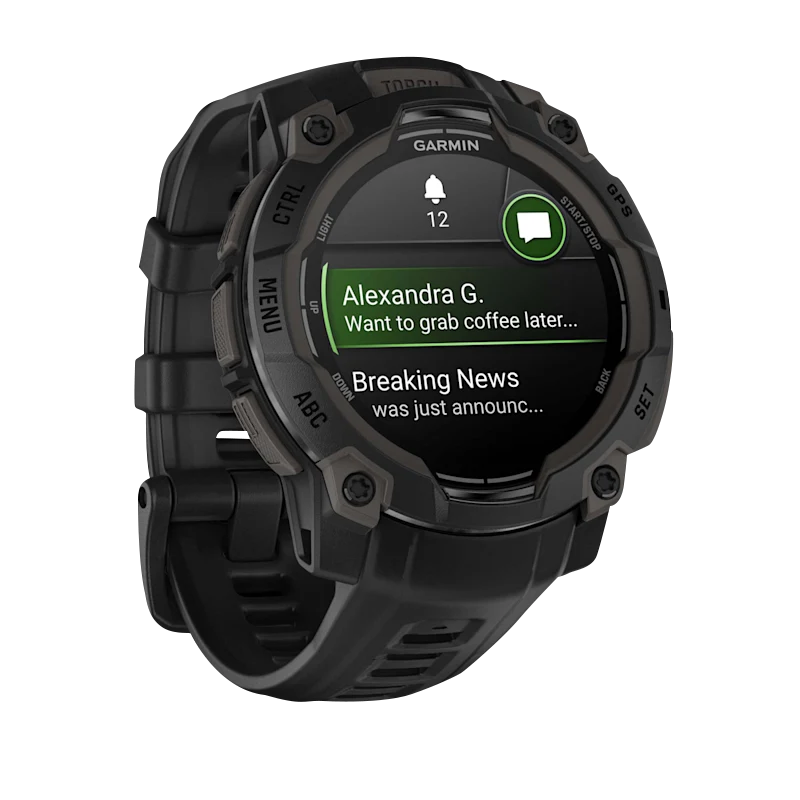 Garmin Instinct 3 45mm Amoled vista laterale Black