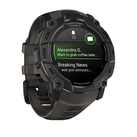 Garmin Instinct 3 50mm Amoled vista laterale Charcoal